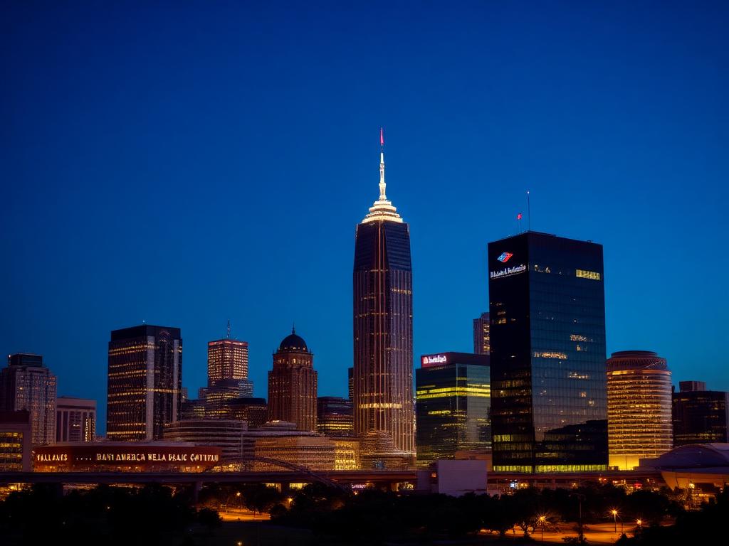 Downtown Dallas skyline at twilight